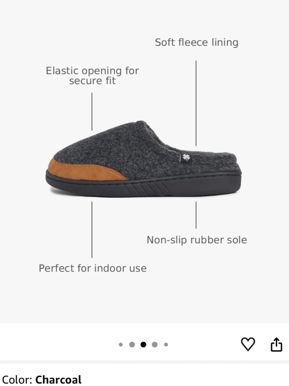 Lucky Brand Boy's Fleece Clog Micro Suede Tab Slippers in Charcoal Size 13/1